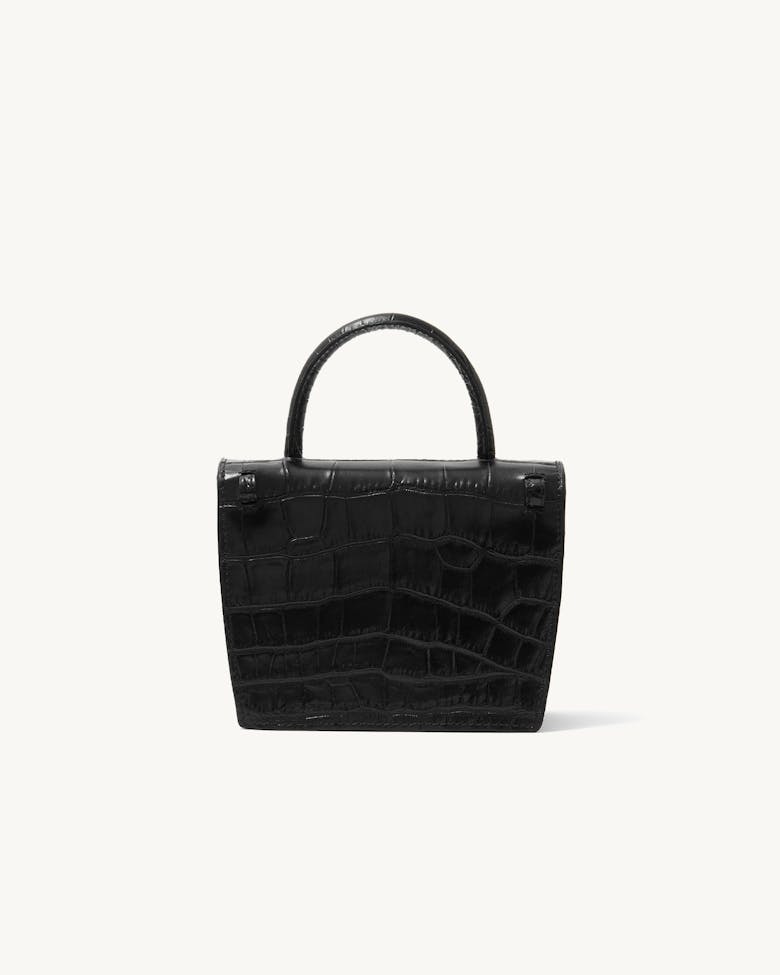 Box Knot Bag “glossy black crocodile”