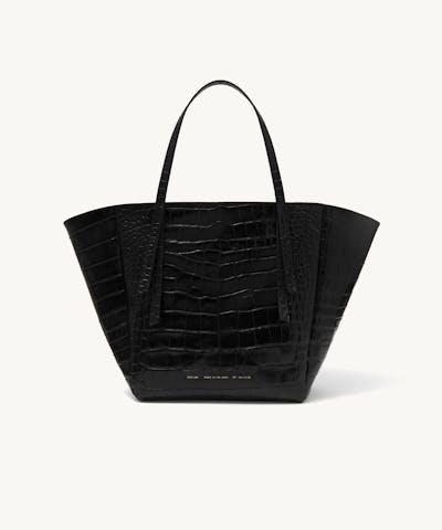 Tie Tote Bag “glossy black crocodile”