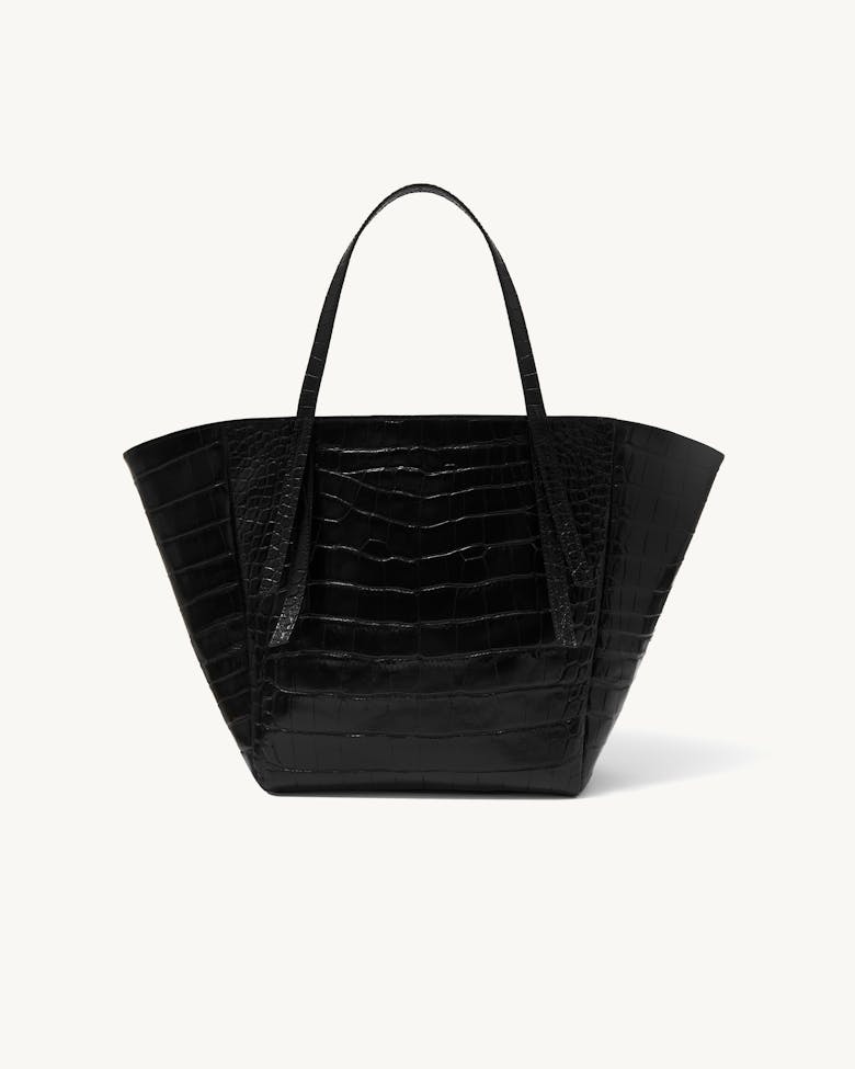 Tie Tote Bag “glossy black crocodile”