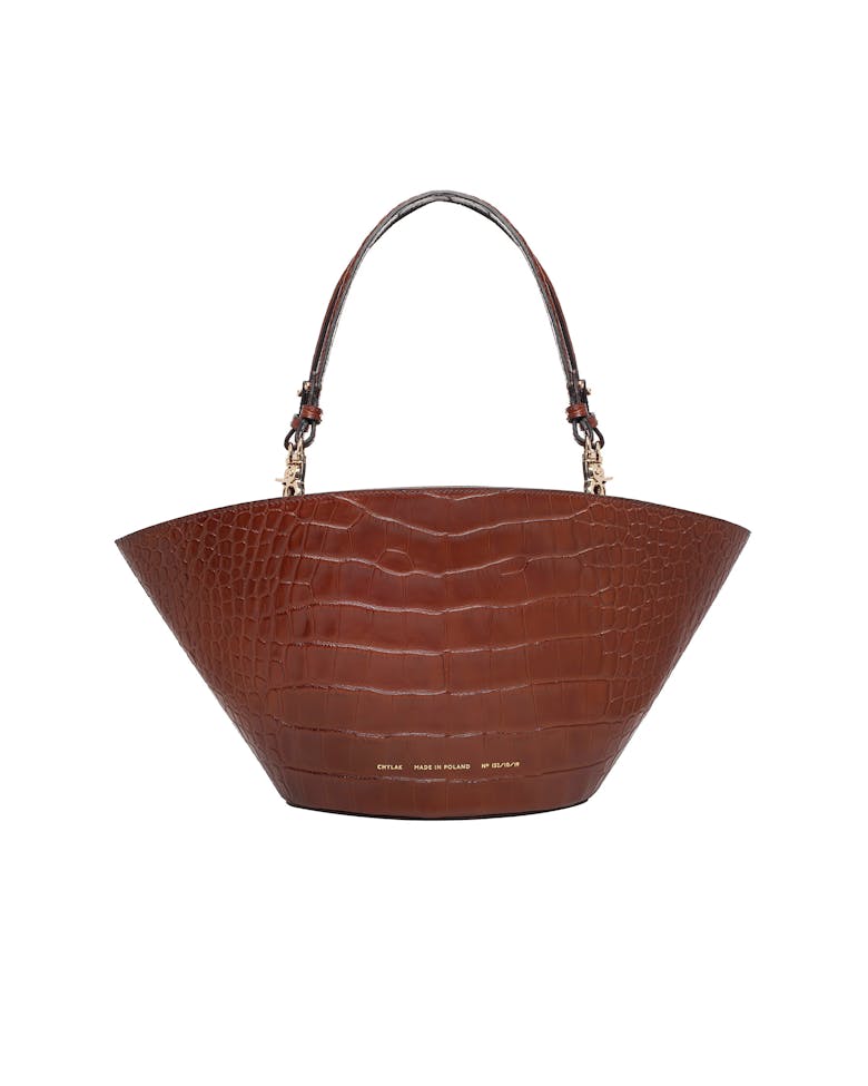 Big Basket Bag “glossy caramel crocodile”
