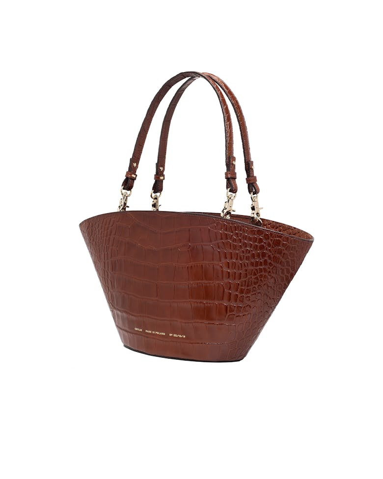 Big Basket Bag “glossy caramel crocodile”