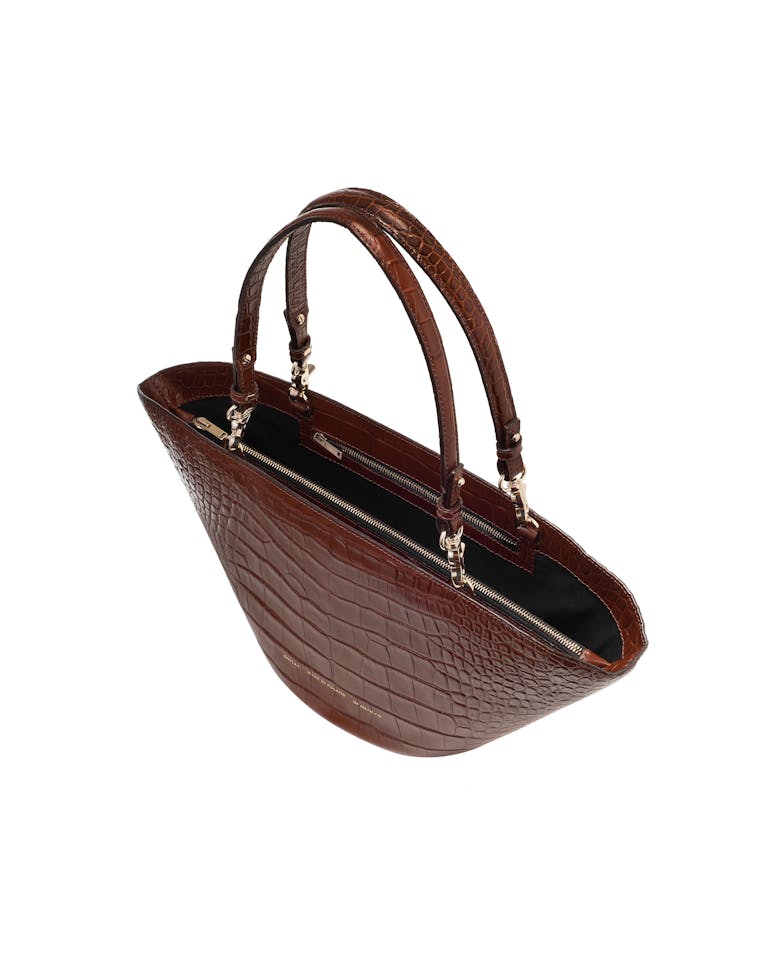 Big Basket Bag “glossy caramel crocodile”