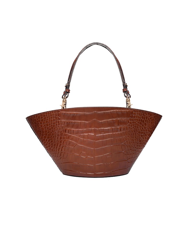 Big Basket Bag “glossy caramel crocodile”