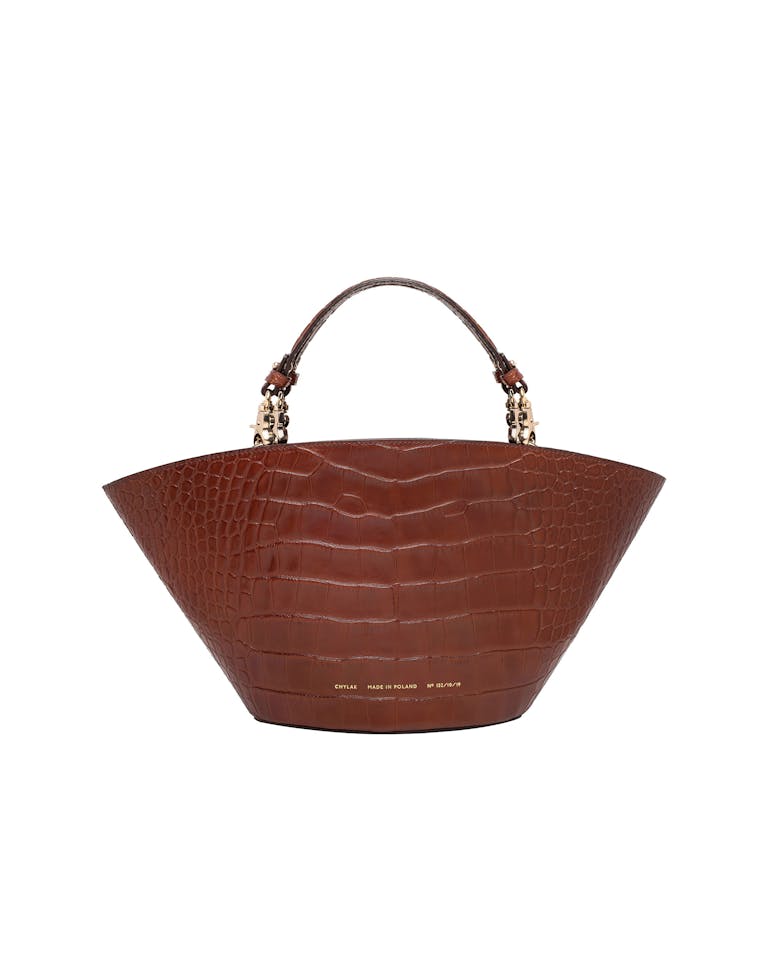 Big Basket Bag “glossy caramel crocodile”