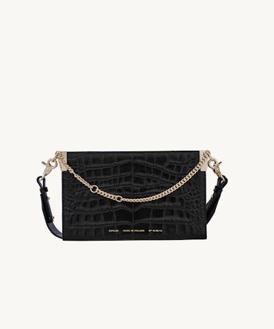 Chain Bag “glossy black crocodile”