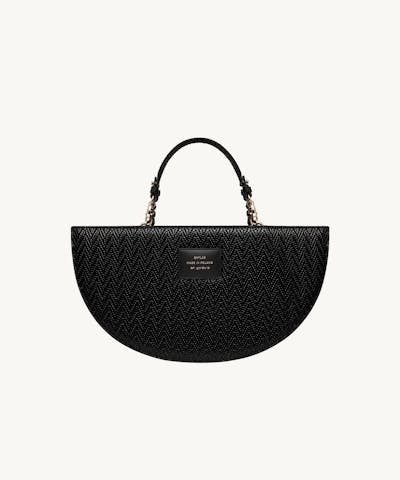 Half Moon Bag “black woven leather”