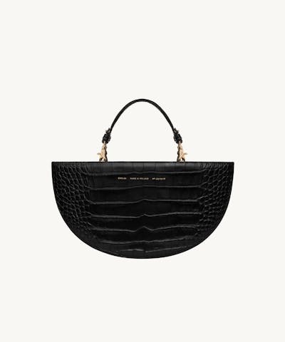 Half Moon Bag “glossy black crocodile”