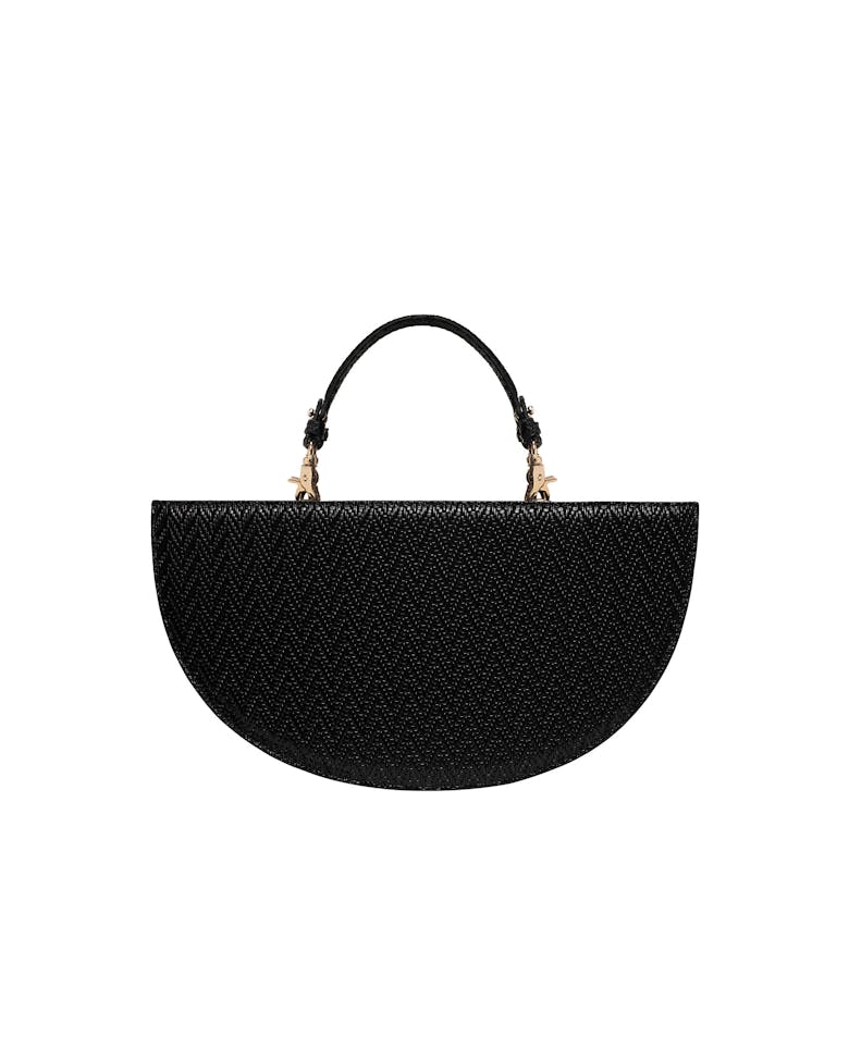 Half Moon Bag “black woven leather”