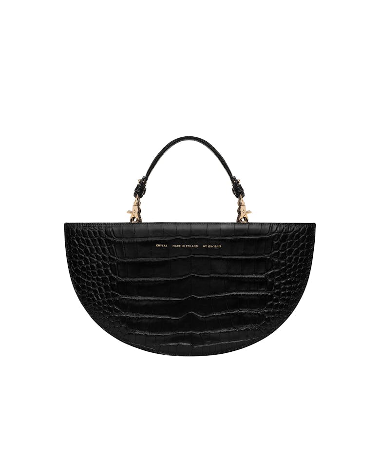 Half Moon Bag “glossy black crocodile”