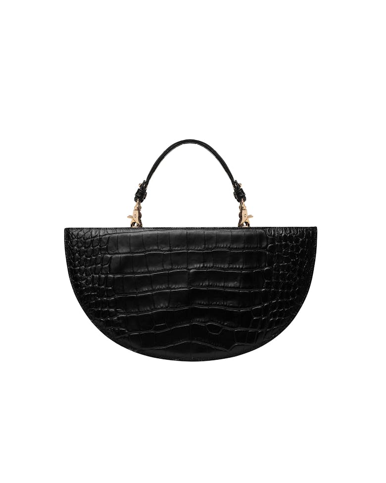 Half Moon Bag “glossy black crocodile”
