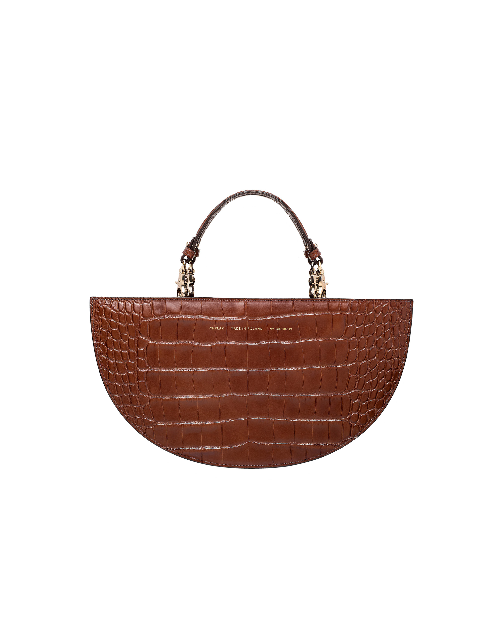 Half Moon Bag glossy caramel crocodile Chylak