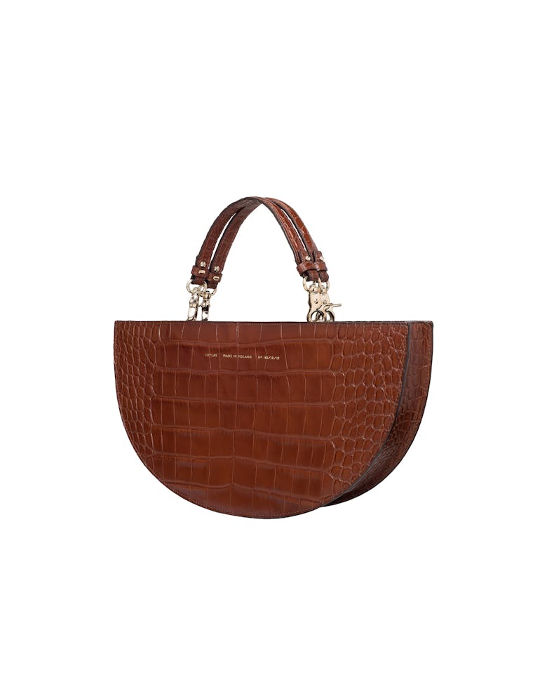 Half Moon Bag “glossy caramel crocodile”