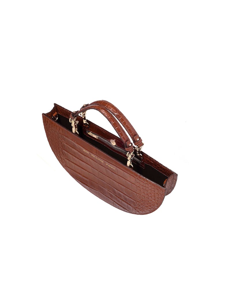 Half Moon Bag “glossy caramel crocodile”