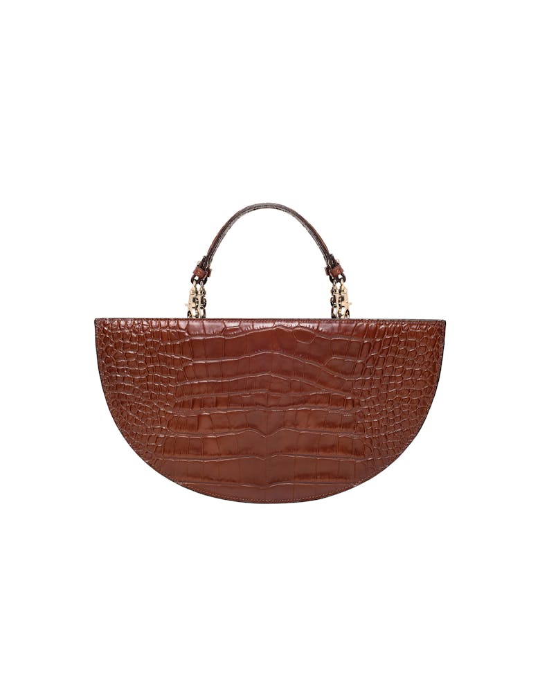 Half Moon Bag “glossy caramel crocodile”