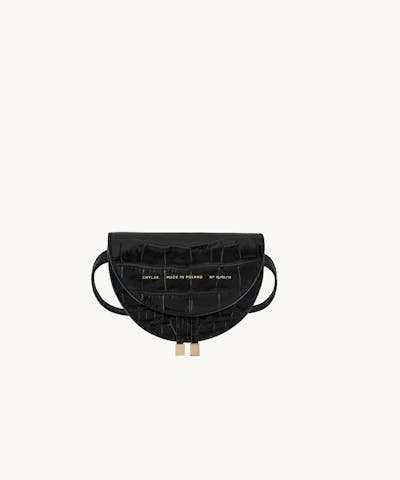 Mini Saddle Bag “glossy black crocodile”