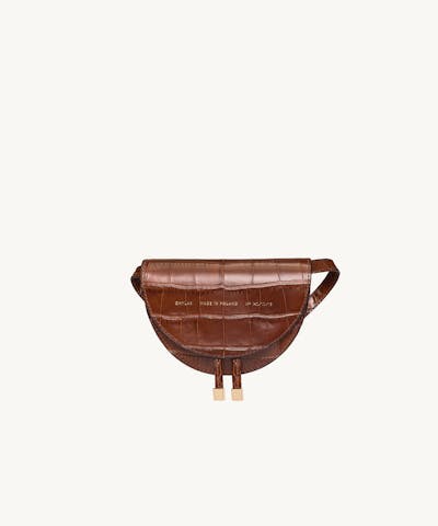 Mini Saddle Bag “glossy caramel crocodile”