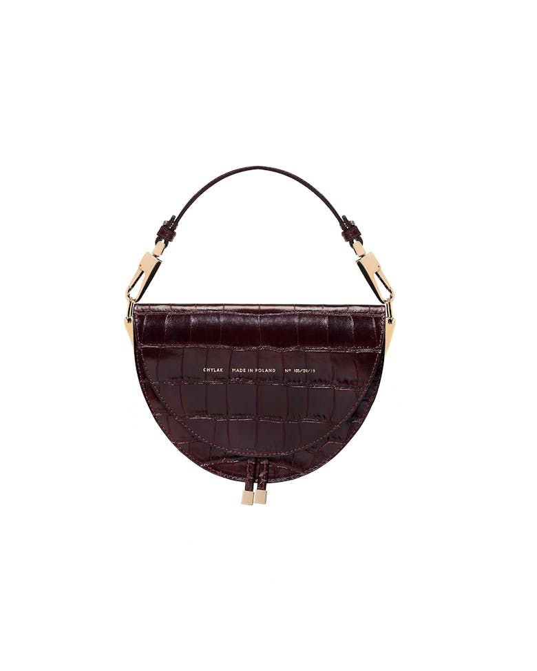 Saddle Bag “glossy burgundy crocodile”