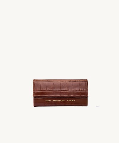 Flap Wallet “glossy caramel crocodile”