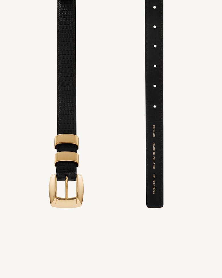 Gold Loop Belt “black lizard”