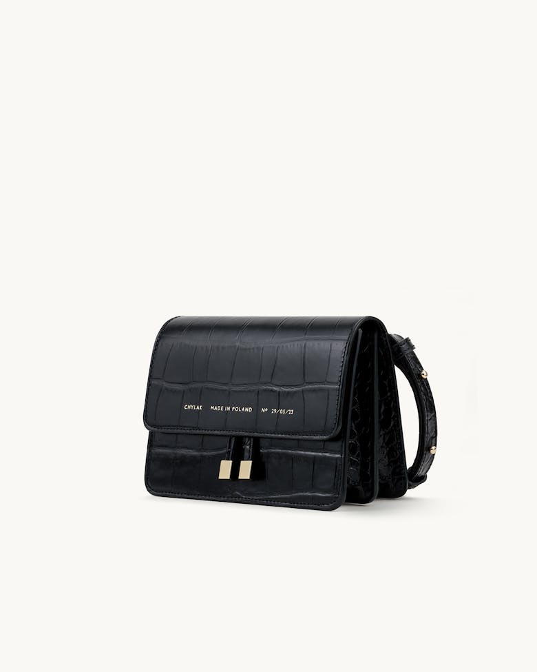 Mini Belt Bag “glossy black crocodile”