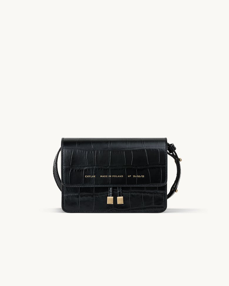 Mini Belt Bag “glossy black crocodile”