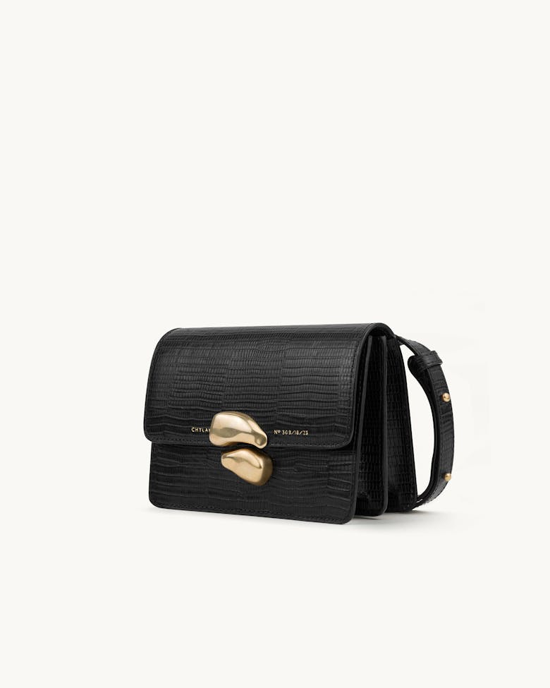 Mini Belt Bag with Sculptural Seal “black lizard”