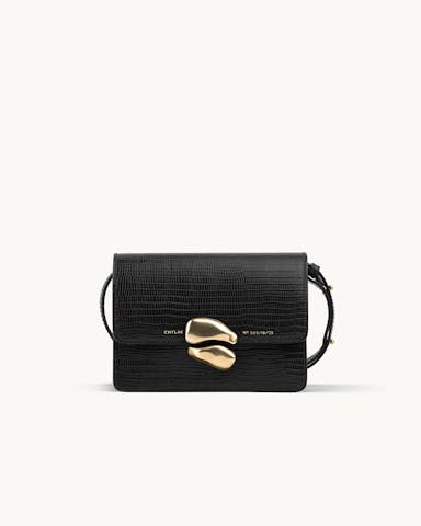 Mini Belt Bag with Sculptural Seal “black lizard”