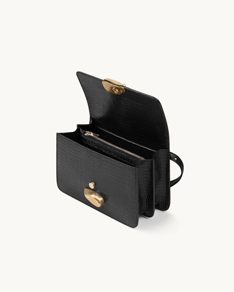 Mini Belt Bag with Sculptural Seal “black lizard”