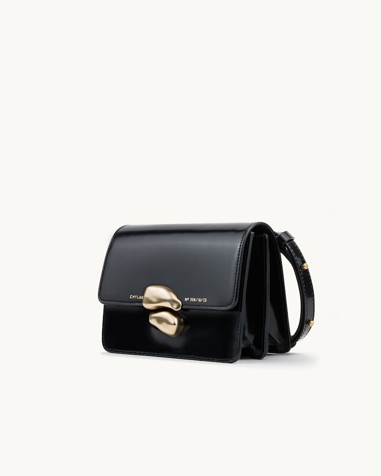 Mini Belt Bag with Sculptural Seal “glossy black”
