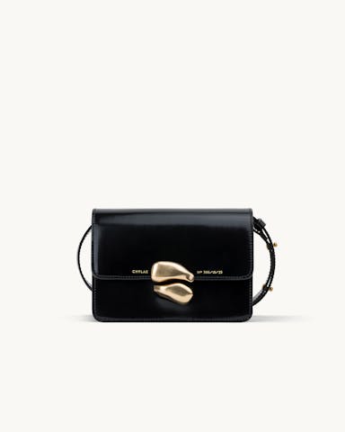 Mini Belt Bag with Sculptural Seal “glossy black”