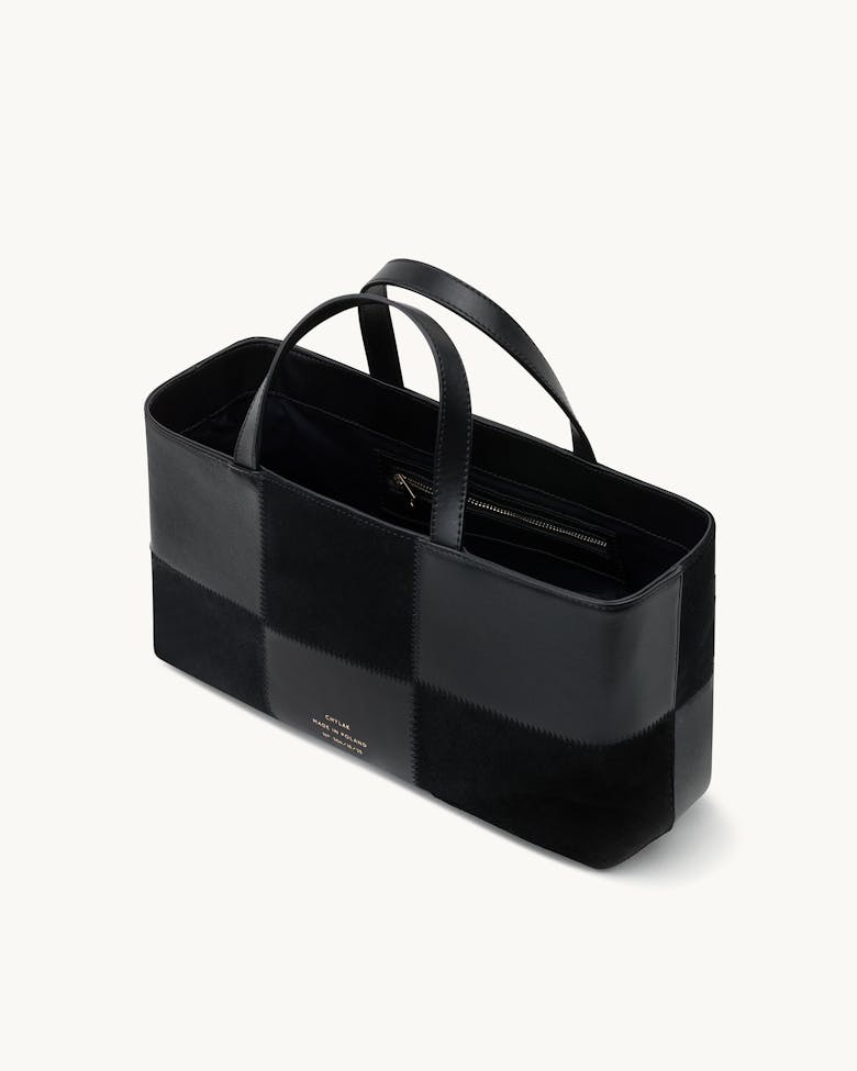 Big Patchwork Tote Bag “black suede”