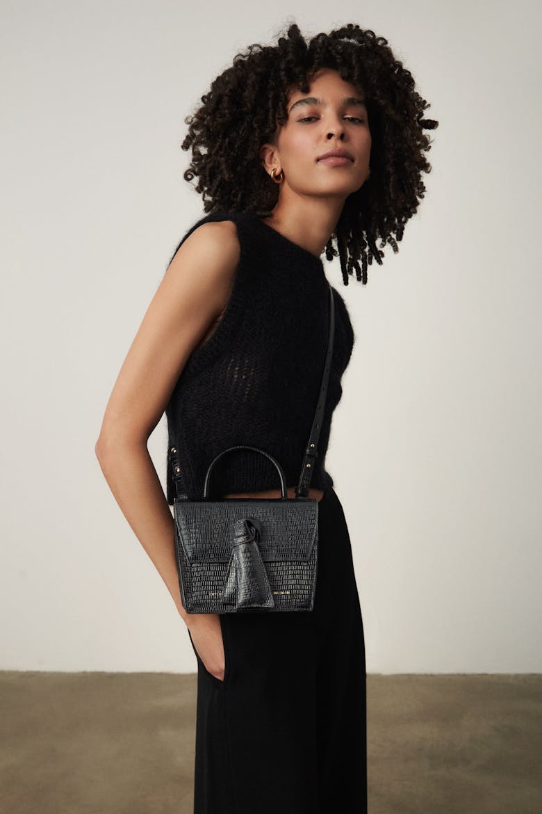 Box Knot Bag “black lizard”