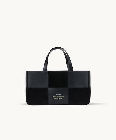 Small Patchwork Tote Bag “black suede”