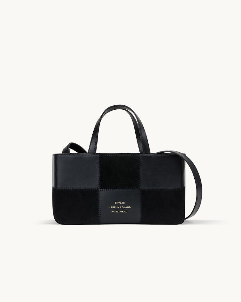 Small Patchwork Tote Bag “black suede”