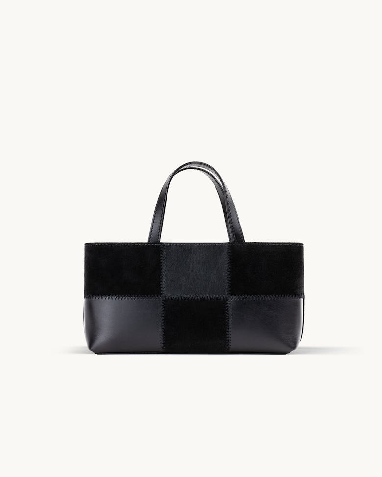Small Patchwork Tote Bag “black suede”