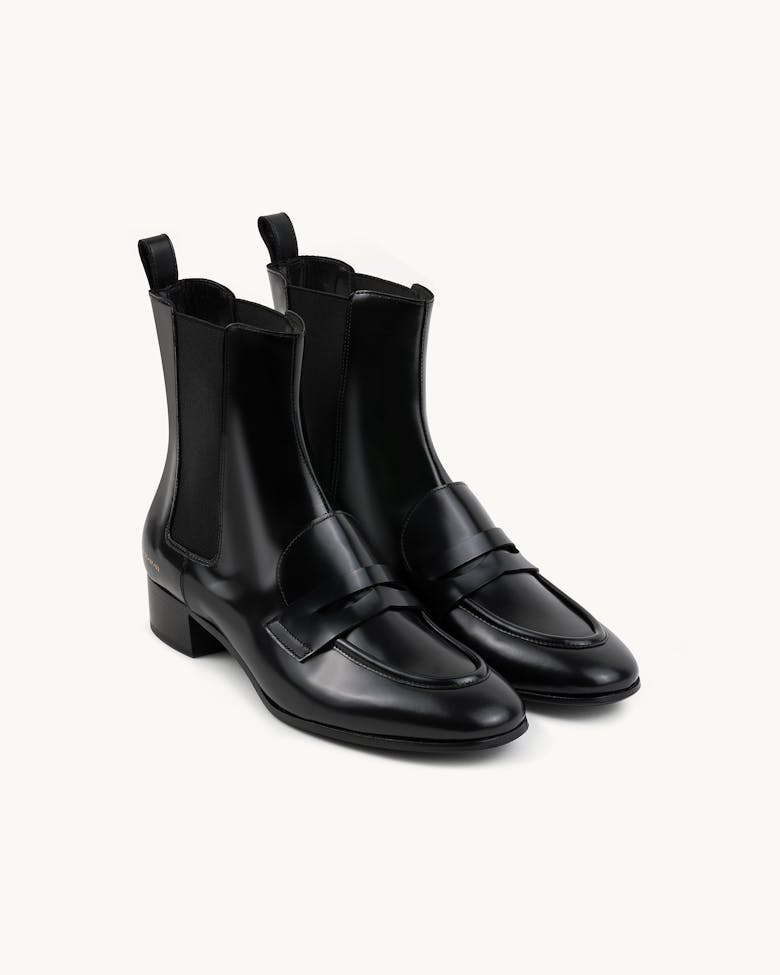 Loafer Booties “glossy black”