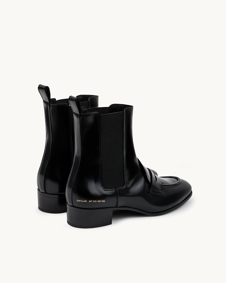 Loafer Booties “glossy black”