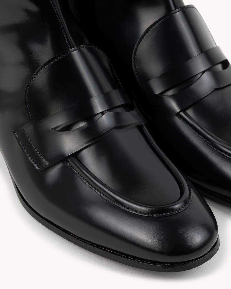 Loafer Booties “glossy black”