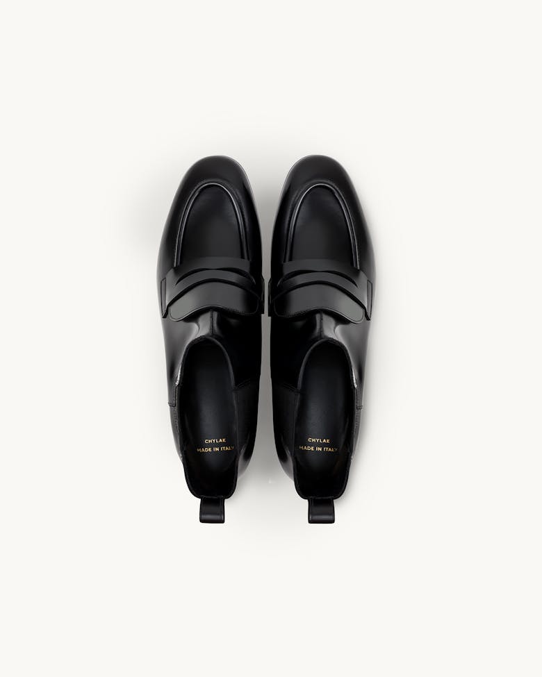 Loafer Booties “glossy black”