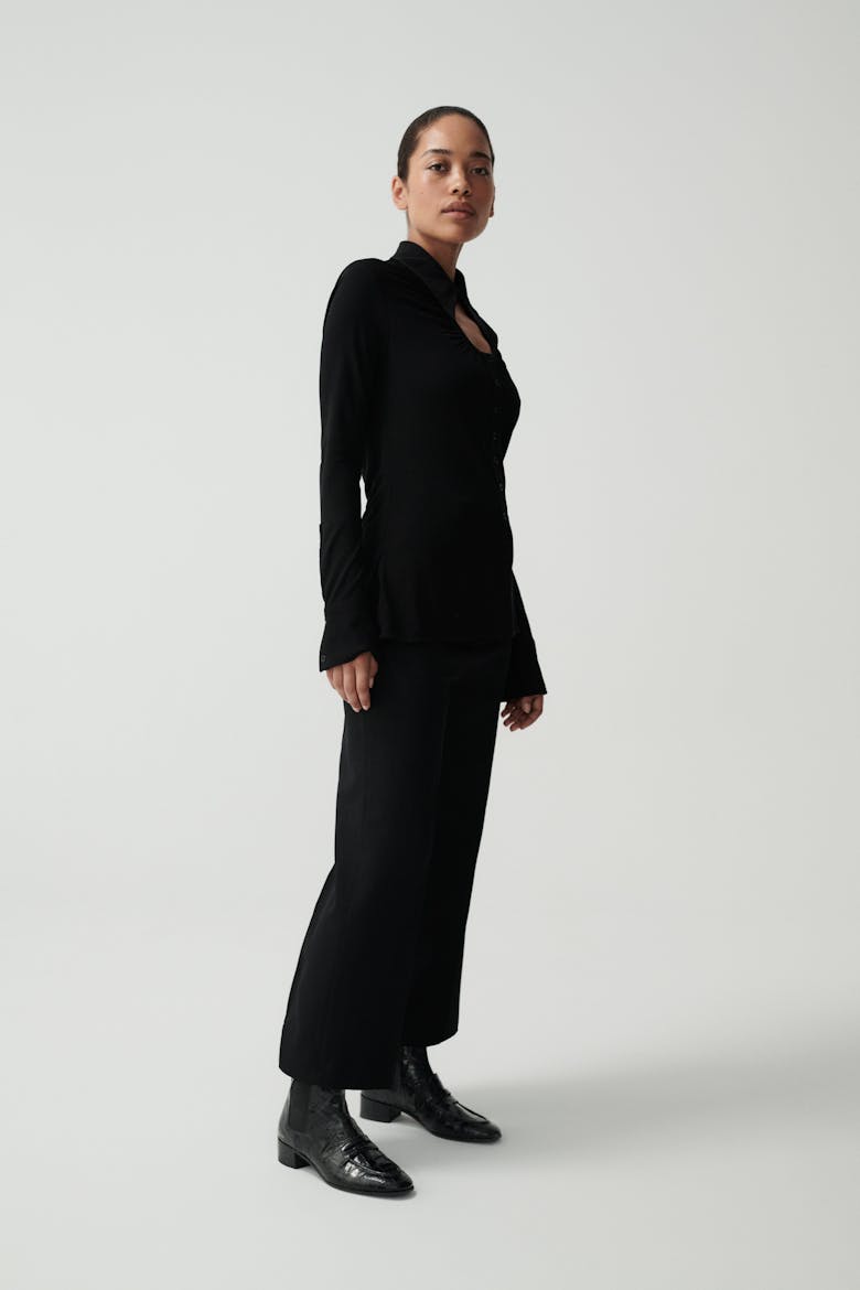 Loafer Booties “glossy black crocodile”