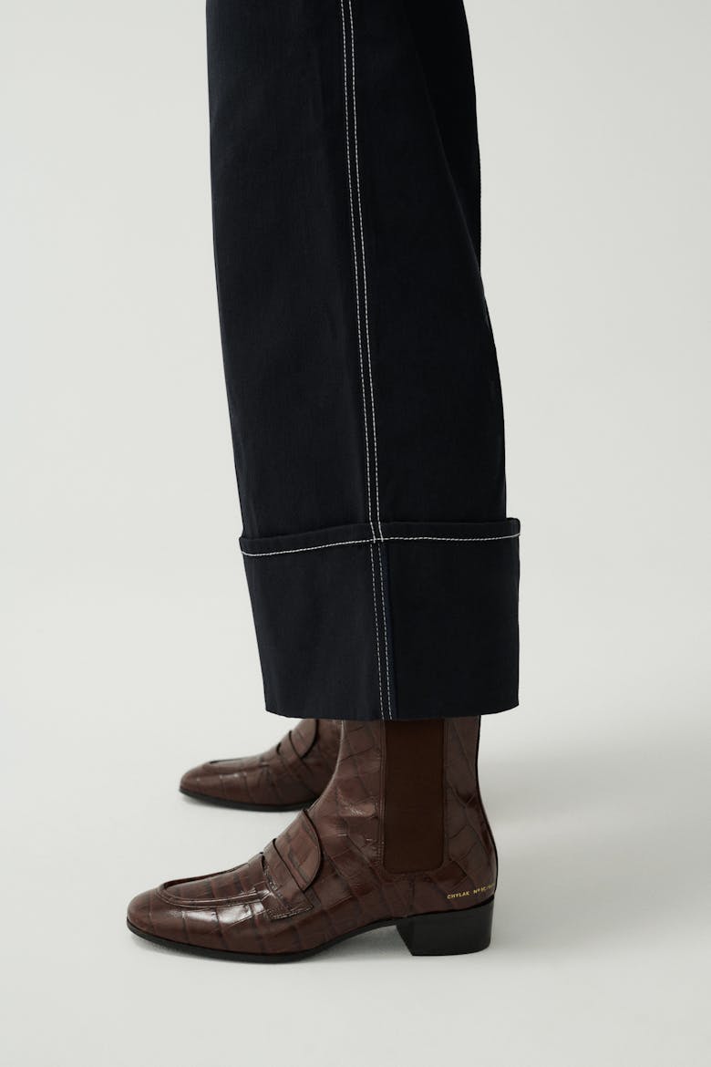 Loafer Booties “glossy brown crocodile”