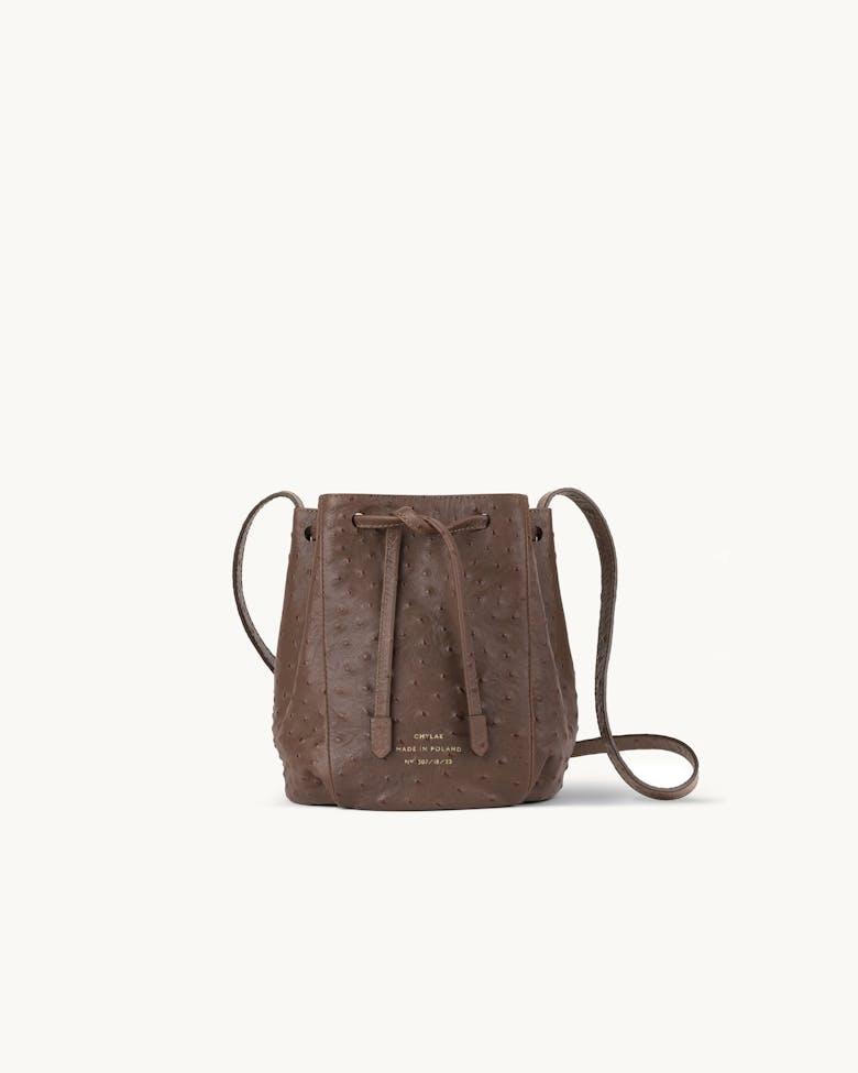 Mini Bucket Bag “brown ostrich”