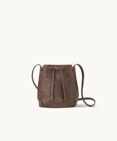 Mini Bucket Bag “brown ostrich”