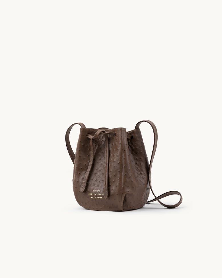 Mini Bucket Bag “brown ostrich”