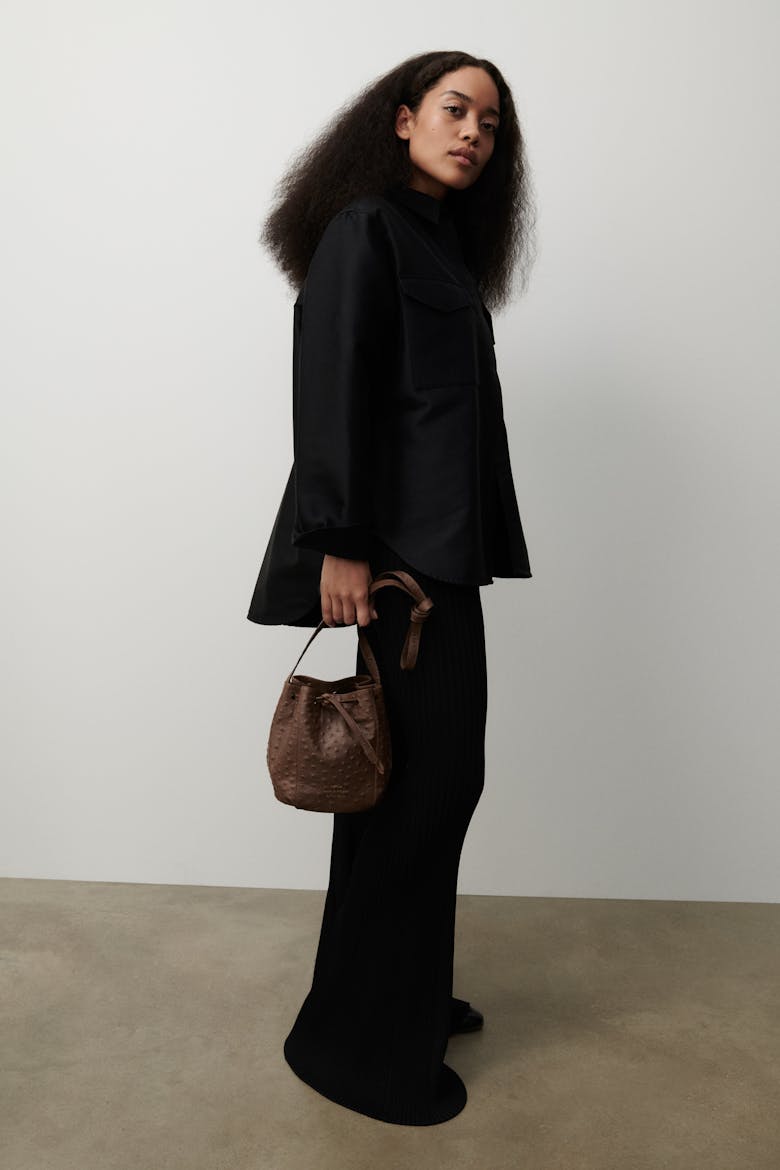 Mini Bucket Bag “brown ostrich”