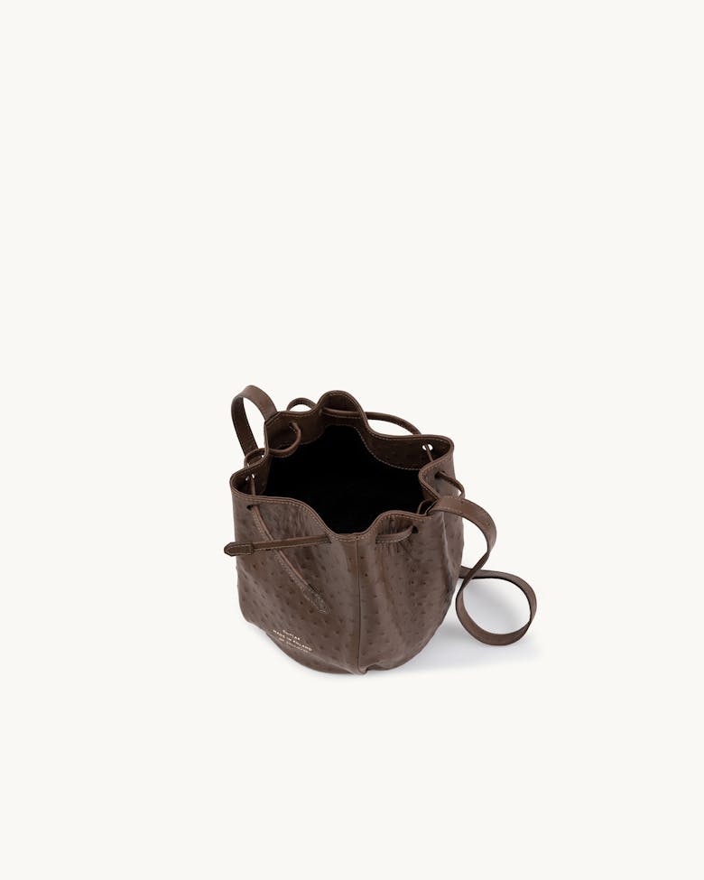 Mini Bucket Bag “brown ostrich”