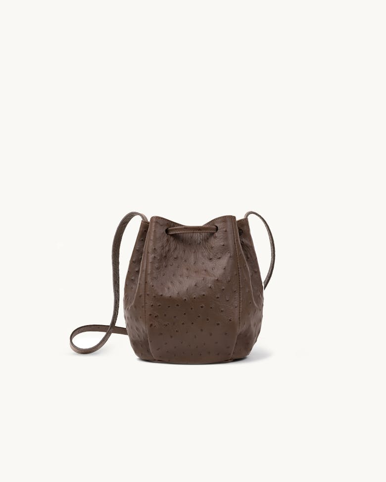 Mini Bucket Bag “brown ostrich”