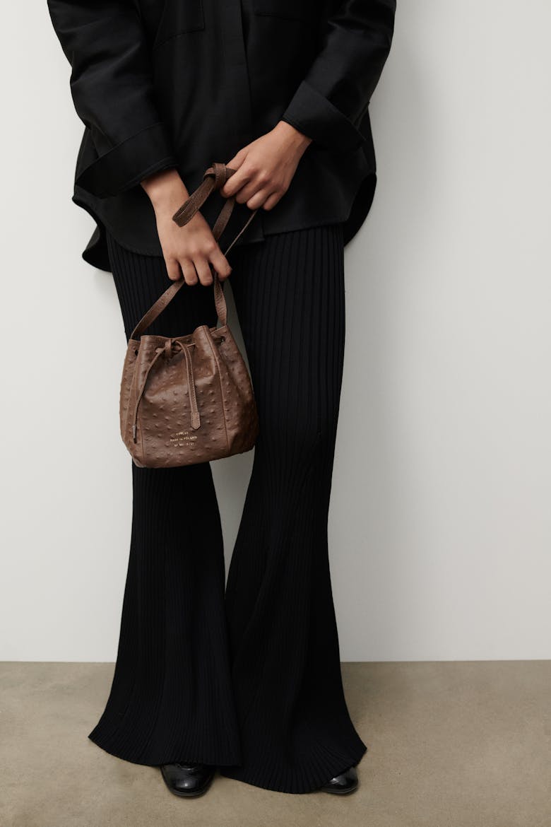 Mini Bucket Bag “brown ostrich”