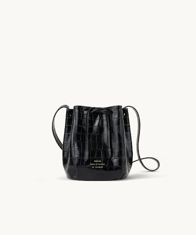 Mini Bucket Bag “glossy black crocodile”