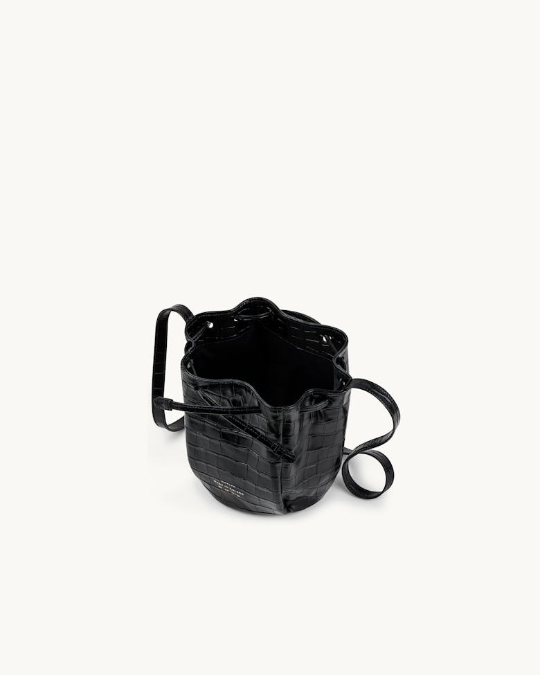 Mini Bucket Bag “glossy black crocodile”